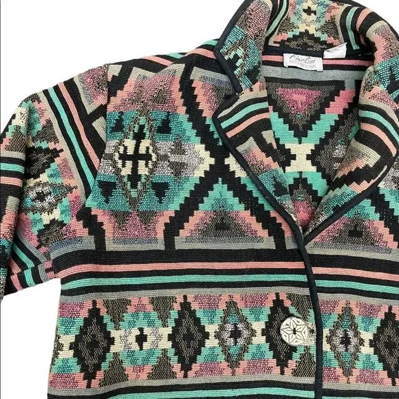Vinatge Crop Bolero Jacket Quilted Tapestry Southwestern Vibes boho - Picture 4 of 5